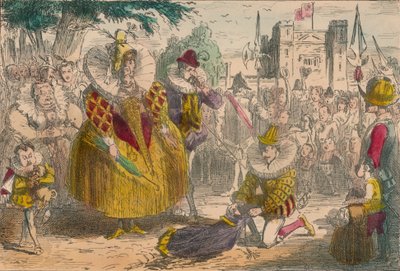 Regina Elisabetta e Sir Walter Raleigh, 1850 da John Leech