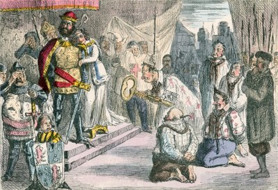 La regina Filippa intercede con Edoardo III per i Sei Borghesi di Calais da John Leech