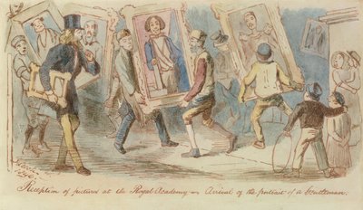 Ricevimento di quadri alla Royal Academy - Arrivo del ritratto di un gentiluomo, 1846 da John Leech