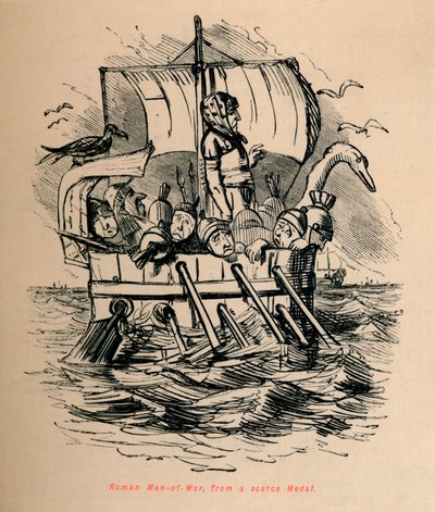 Nave da guerra romana, da una medaglia rara, 1852 da John Leech