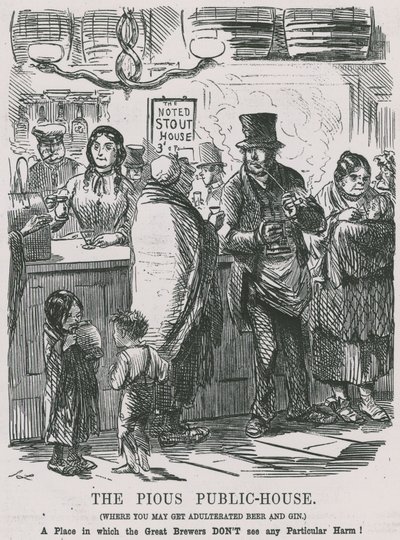 La casa pubblica pia, dove puoi ottenere birra e gin adulterati da John Leech