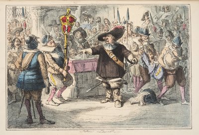 Porta via quel gingillo, Cromwell scioglie il Lungo Parlamento, da The Comic History of England, pub. 1864 da John Leech