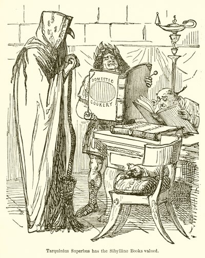 Tarquinius Superbus fa valutare i Libri Sibillini da John Leech