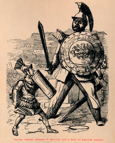 Terribile Combattimento tra T Manlio e un Gallo di statura gigantesca da John Leech