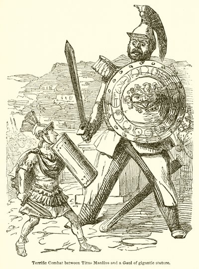 Terribile combattimento tra Tito Manlio e un gallo di statura gigantesca da John Leech
