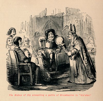Il vescovo di Ely presenta una cesta di fragole a Gloster da John Leech