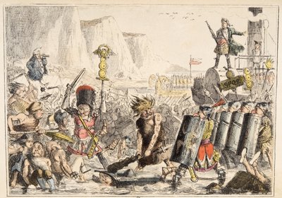 Lo sbarco di Giulio Cesare, da The Comic History of England, pub. 1864 da John Leech