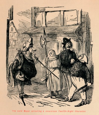Il sindaco arresta un personaggio sospetto della Dodicesima Notte, c. 1860 da John Leech