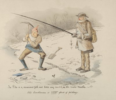 Il luccio è un pesce vorace e morde facilmente nei mesi invernali - Vecchio gentiluomo..., 1830-64 da John Leech