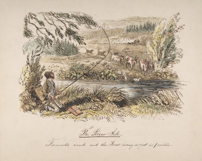 Il Riverside, vento favorevole e la trota che sale il più velocemente possibile, 1830-64 da John Leech