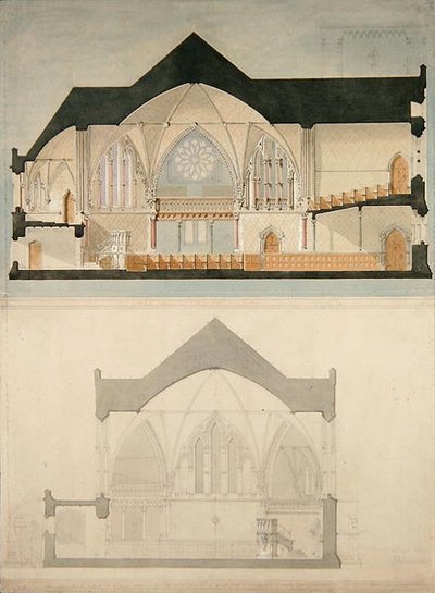 Elevazione laterale della Trinity College Church, Edimburgo da John Lessels