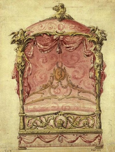 Design inglese per un grande letto, c.1760 da John Linnell