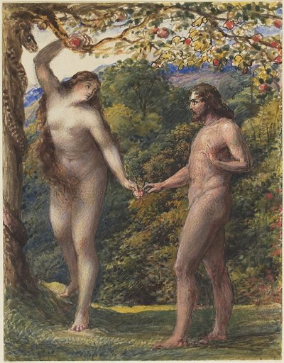 Eva offre il frutto proibito ad Adamo, 1830-35 da John Linnell