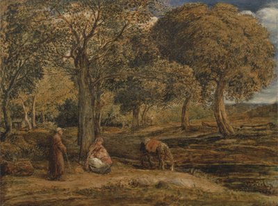 Paesaggio con Gruppo Familiare, possibilmente Il Riposo durante la Fuga in Egitto, c.1827 da John Linnell