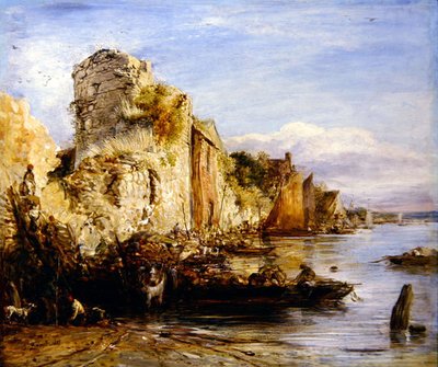 Scarico delle barche, Castello di Southampton da John Linnell