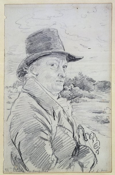 William Blake con un cappello, (iscrizione: Wm Blake a Hampstead) c.1825 da John Linnell
