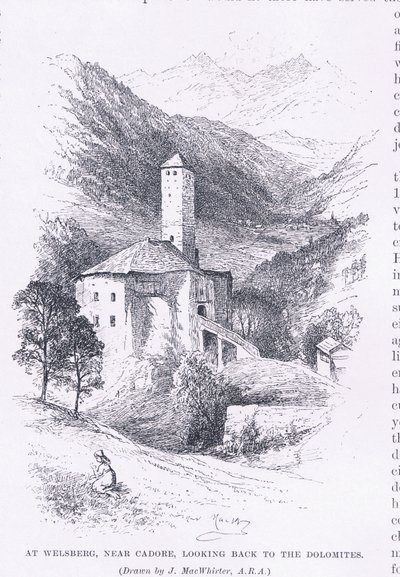 A Welsberg, vicino a Cadore, guardando indietro verso le Dolomiti, da The Magazine of Art 1893, Cassell and Company da John MacWhirter