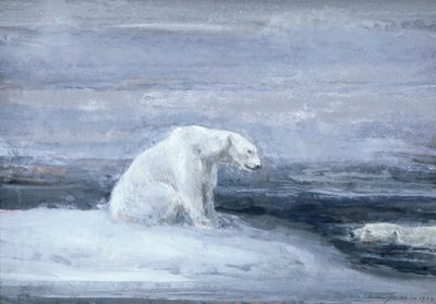 Orsi polari che osservano le foche a un buco nel ghiaccio da John Macallan Swan