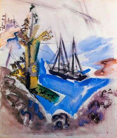 Una goletta e un albero da John Marin