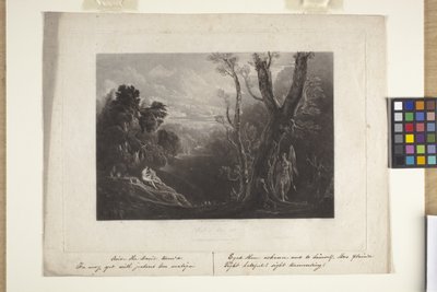 Satana contempla Adamo ed Eva in Paradiso (mezzatinta) da John Marin