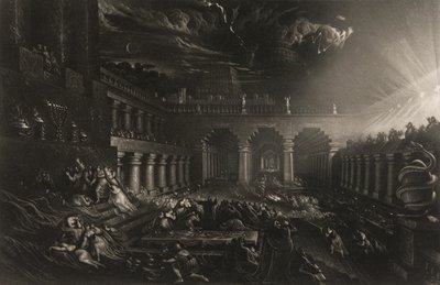 Il banchetto di Belshazzar, da Illustrazioni della Bibbia da John Martin