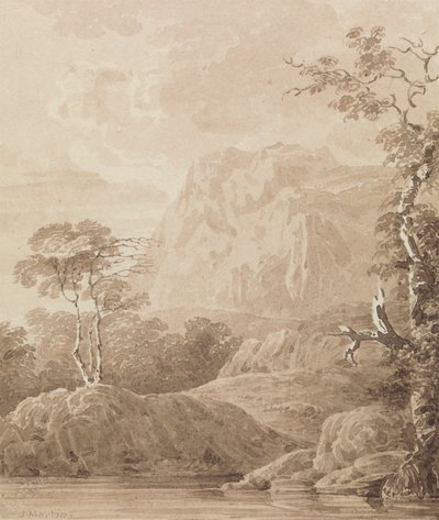 Paesaggio fluviale roccioso da John Martin