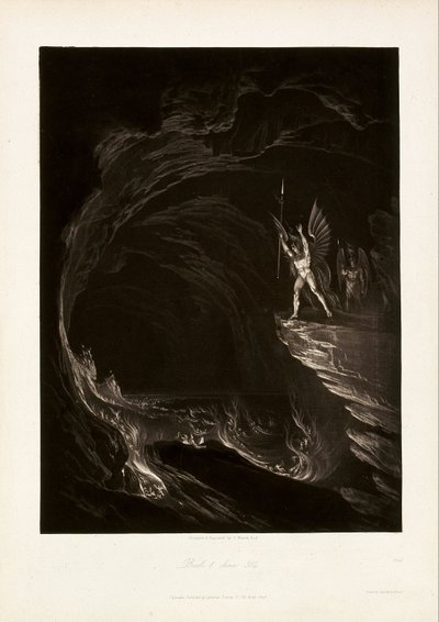 Satana che aizza gli angeli caduti, Libro 1, riga 314, da John Milton, Paradiso perduto da John Martin