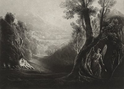 Satana contempla Eva in paradiso da John Martin