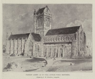 Abbazia di Paisley come apparirà quando restaurata da John McLure Hamilton