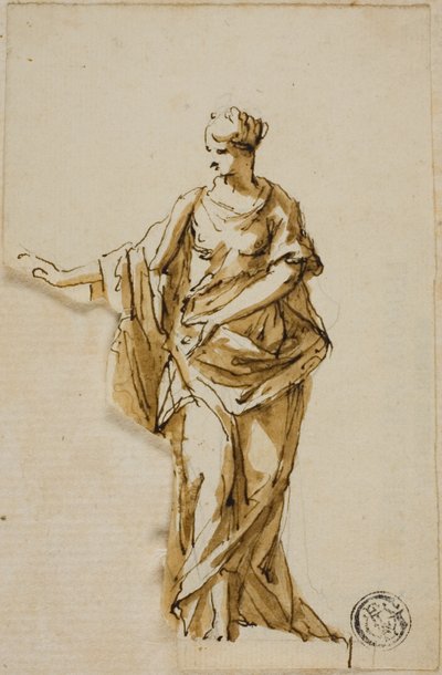 Figura femminile in piedi con braccio destro alzato da John Michael Rysbrack
