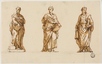 Tre studi per la statua di John Locke da John Michael Rysbrack