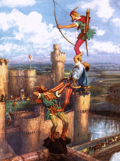 Robin Hood spara al castello di Nottingham da John Millar Watt