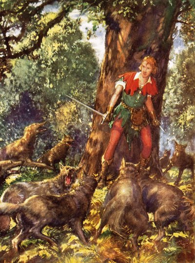 Robin Hood intrappolato dai lupi da John Millar Watt