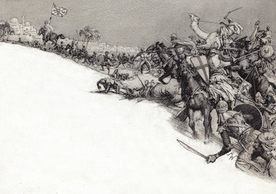 I Saraceni attaccano Gerusalemme (gouache su carta) da John Millar Watt