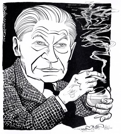Arthur Koestler, caricatura da John Minnion
