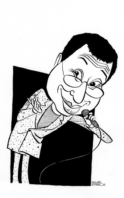 Caricatura di Ben Elton, comico, scrittore e regista inglese: b da John Minnion