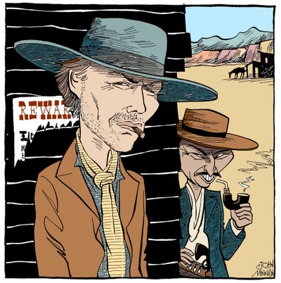 Clint Eastwood e Lee Van Cleef, caricatura di John Minnion da John Minnion