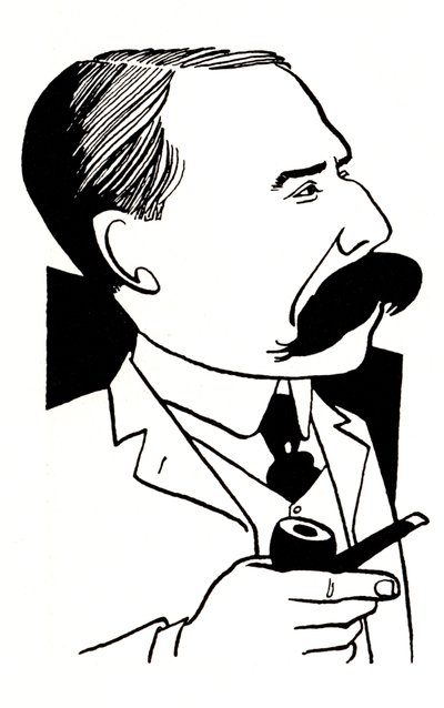 Edward Elgar - caricatura con la pipa in mano da John Minnion
