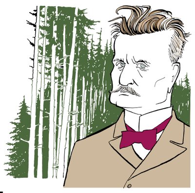 Jean Sibelius sullo sfondo dei boschi finlandesi da John Minnion
