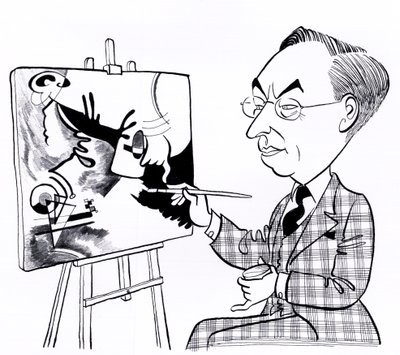 Vassily ( Wassily ) Kandinsky, caricatura con cavalletto da John Minnion