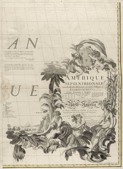 Mappa dei domini britannici e francesi in America, 1756 da John Mitchell