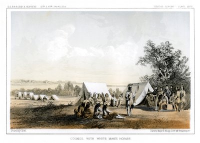 Consiglio con White Mans Horse, 1856 da John Mix Stanley
