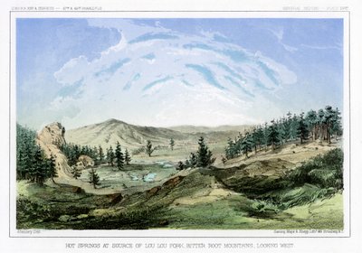 Sorgenti termali alla loro fonte a Lou Lou Fork, Bitterroot Mountains, Montana, USA, 1856 da John Mix Stanley
