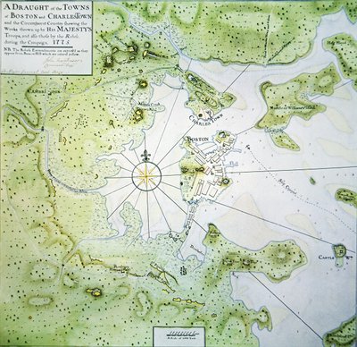 Mappa di Boston e Charlestown da John Montresor