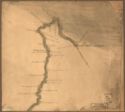 (Mappa del fiume Ohio da Fort Pitt. LOC gm71002315 da John Montresor