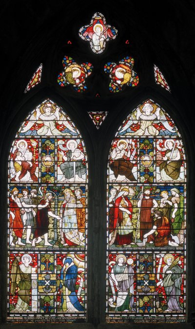 Abbazia di Paisley, Cottire & Co, attribuito a John Moyr Smith, Temperanza, Fede ecc., 1873 da John Moyr attr.to Smith
