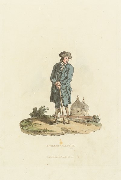 Inghilterra - Tavola 12. Un pensionato di Greenwich con gamba di legno appoggiato a un bastone da John Murray