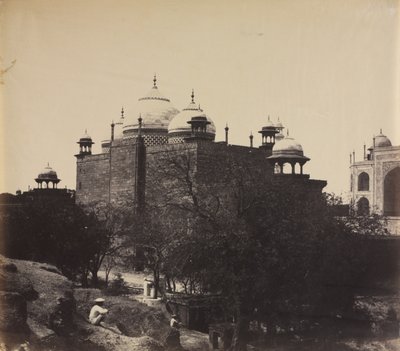 Taj Mahal, vista posteriore della casa di riposo, con figura da John Murray