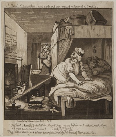 Un estintore brevettato, un modo sicuro e facile per spegnere una candela, 1801 da John Nixon