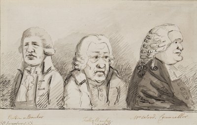 Batson, un banchiere, Tulley, banchiere, Mr Wood, consigliere, 69 Lombard Street, Cornhill, 1790 da John Nixon
